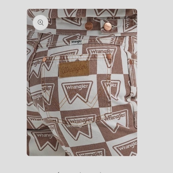 Free people x wrangler collab cream brown logo flare denim pants spring jeans - Picture 3 of 8